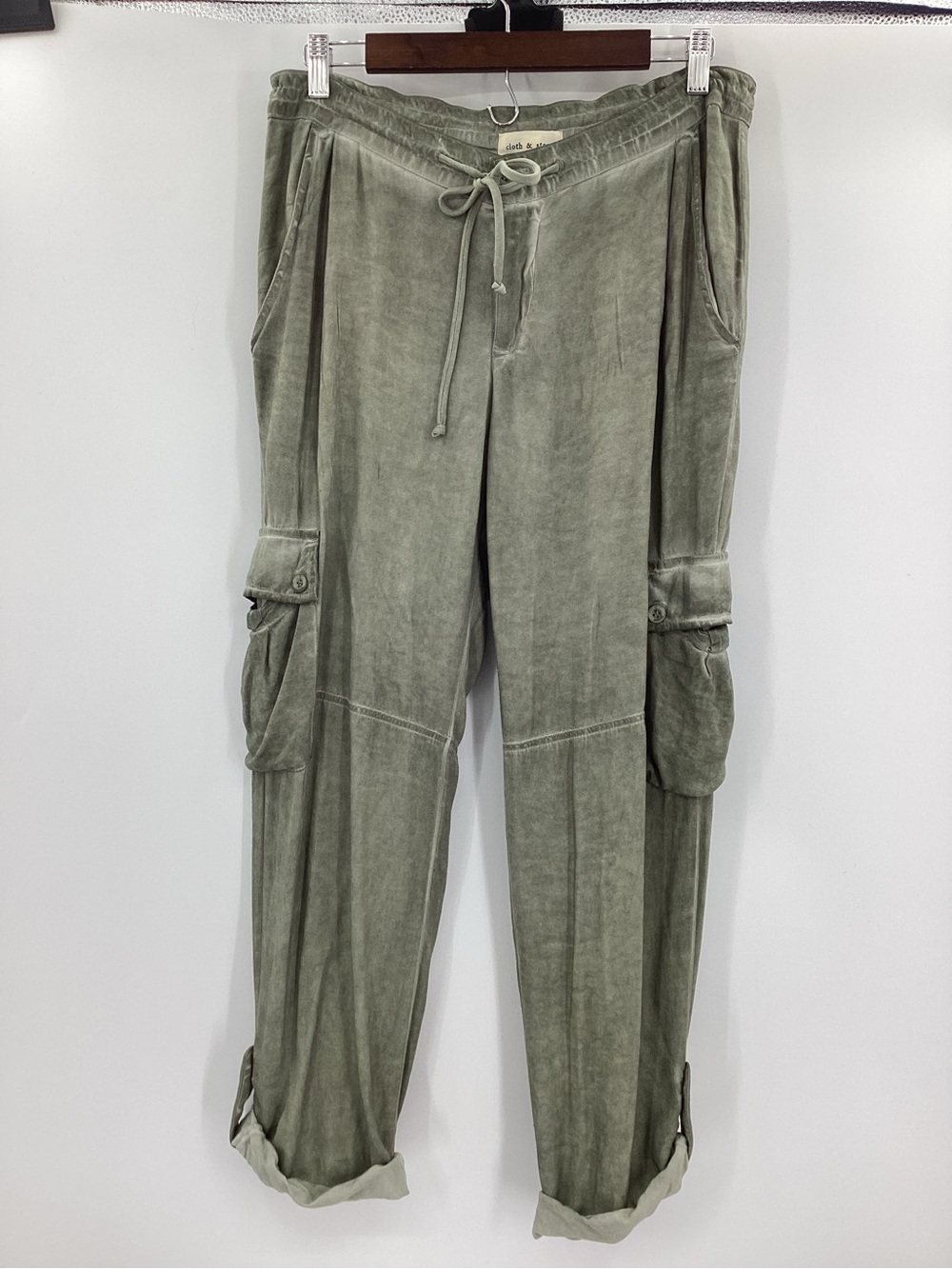 cloth & stone Olive Green Cargo Drawstring Joggers